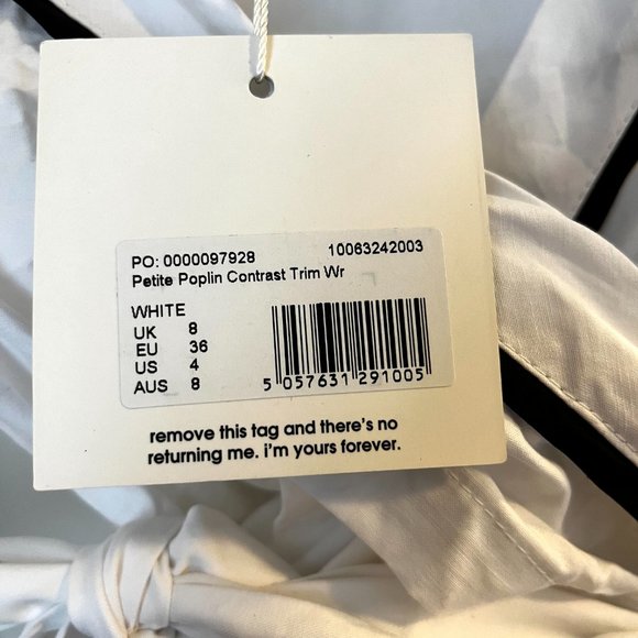 NWOT | MISSGUIDED Petite Poplin Contrast Trim Wrap Top - Picture 4 of 6